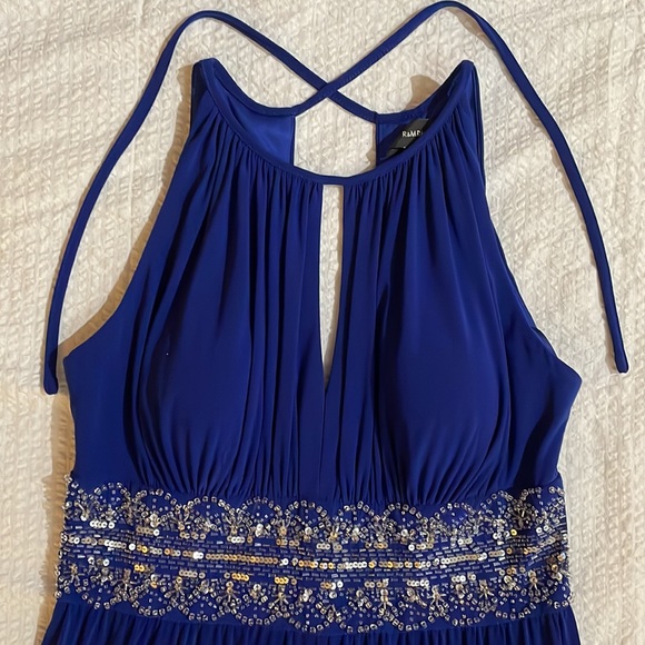 long A-line cocktail dress size 8 royal blue - Picture 2 of 6